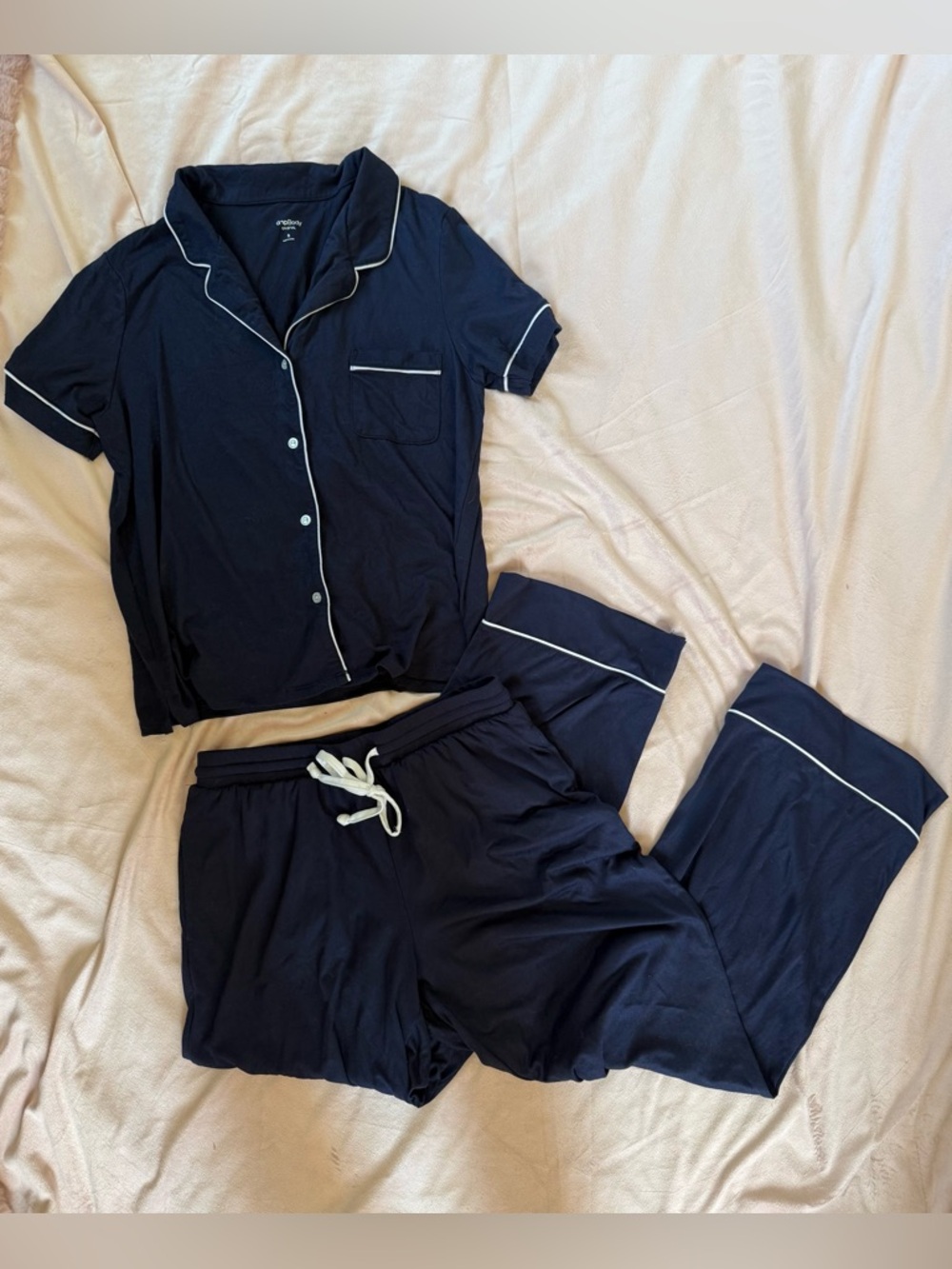Navy and white pj set